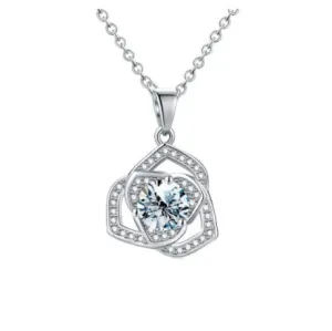 Strieborný dámsky náhrdelník 1 CT Moissanite Geneva